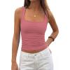 image:imagePRETTYGARDEN Tank Tops for Women 2026 Summer Sleeveless Square Neck Double Lined Tops Spring Ruched Going Out Y2K ClothesDusty Pink