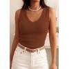 image:imagePRETTYGARDEN V Neck Tank Tops for Women Summer Outfits 2026 Ribbed Knit Shirts Casual Basic Tees Sleeveless Camisole VestCaramel
