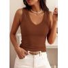 image:imagePRETTYGARDEN V Neck Tank Tops for Women Summer Outfits 2026 Ribbed Knit Shirts Casual Basic Tees Sleeveless Camisole VestCaramel