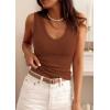 image:imagePRETTYGARDEN V Neck Tank Tops for Women Summer Outfits 2026 Ribbed Knit Shirts Casual Basic Tees Sleeveless Camisole VestCaramel