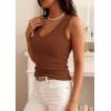 image:imagePRETTYGARDEN V Neck Tank Tops for Women Summer Outfits 2026 Ribbed Knit Shirts Casual Basic Tees Sleeveless Camisole VestCaramel