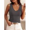 image:imagePRETTYGARDEN V Neck Tank Tops for Women Summer Outfits 2026 Ribbed Knit Shirts Casual Basic Tees Sleeveless Camisole VestDark Grey
