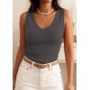 image:imagePRETTYGARDEN V Neck Tank Tops for Women Summer Outfits 2026 Ribbed Knit Shirts Casual Basic Tees Sleeveless Camisole VestDark Grey