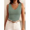 image:imagePRETTYGARDEN V Neck Tank Tops for Women Summer Outfits 2026 Ribbed Knit Shirts Casual Basic Tees Sleeveless Camisole VestGrey Green