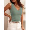 image:imagePRETTYGARDEN V Neck Tank Tops for Women Summer Outfits 2026 Ribbed Knit Shirts Casual Basic Tees Sleeveless Camisole VestGrey Green