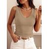 image:imagePRETTYGARDEN V Neck Tank Tops for Women Summer Outfits 2026 Ribbed Knit Shirts Casual Basic Tees Sleeveless Camisole VestKhaki