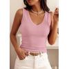image:imagePRETTYGARDEN V Neck Tank Tops for Women Summer Outfits 2026 Ribbed Knit Shirts Casual Basic Tees Sleeveless Camisole VestPink
