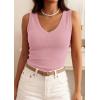 image:imagePRETTYGARDEN V Neck Tank Tops for Women Summer Outfits 2026 Ribbed Knit Shirts Casual Basic Tees Sleeveless Camisole VestPink