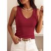 image:imagePRETTYGARDEN V Neck Tank Tops for Women Summer Outfits 2026 Ribbed Knit Shirts Casual Basic Tees Sleeveless Camisole VestRed