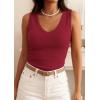 image:imagePRETTYGARDEN V Neck Tank Tops for Women Summer Outfits 2026 Ribbed Knit Shirts Casual Basic Tees Sleeveless Camisole VestRed