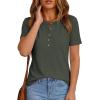 image:imagePRETTYGARDEN Waffle Knit Tops for Women Short Sleeve Henley Shirts 2026 Summer Blouses Dressy Casual Spring Fashion ClothesArmy Green