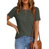 image:imagePRETTYGARDEN Waffle Knit Tops for Women Short Sleeve Henley Shirts 2026 Summer Blouses Dressy Casual Spring Fashion ClothesArmy Green