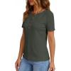 image:imagePRETTYGARDEN Waffle Knit Tops for Women Short Sleeve Henley Shirts 2026 Summer Blouses Dressy Casual Spring Fashion ClothesArmy Green