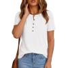image:imagePRETTYGARDEN Waffle Knit Tops for Women Short Sleeve Henley Shirts 2026 Summer Blouses Dressy Casual Spring Fashion ClothesWhite