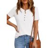 image:imagePRETTYGARDEN Waffle Knit Tops for Women Short Sleeve Henley Shirts 2026 Summer Blouses Dressy Casual Spring Fashion ClothesWhite
