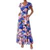 image:imagePRETTYGARDEN Wedding Guest Dresses for Women 2026 Spring Summer Short Sleeve Ruffle V Neck Floral Flowy Beach Maxi Long DressBlack Pink Flower