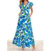 image:imagePRETTYGARDEN Wedding Guest Dresses for Women 2026 Spring Summer Short Sleeve Ruffle V Neck Floral Flowy Beach Maxi Long DressFloral Blue
