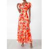 image:imagePRETTYGARDEN Wedding Guest Dresses for Women 2026 Spring Summer Short Sleeve Ruffle V Neck Floral Flowy Beach Maxi Long DressPrint Orange