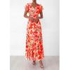 image:imagePRETTYGARDEN Wedding Guest Dresses for Women 2026 Spring Summer Short Sleeve Ruffle V Neck Floral Flowy Beach Maxi Long DressPrint Orange