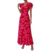 image:imagePRETTYGARDEN Wedding Guest Dresses for Women 2026 Spring Summer Short Sleeve Ruffle V Neck Floral Flowy Beach Maxi Long DressRed Floral