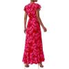 image:imagePRETTYGARDEN Wedding Guest Dresses for Women 2026 Spring Summer Short Sleeve Ruffle V Neck Floral Flowy Beach Maxi Long DressRed Floral