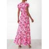 image:imagePRETTYGARDEN Wedding Guest Dresses for Women 2026 Spring Summer Short Sleeve Ruffle V Neck Floral Flowy Beach Maxi Long DressRose Red Floral