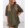image:imagePRETTYGARDEN Women 2 Piece Lounge Set 2026 Summer Casual Oversized Shirts Biker Shorts Matching Airport Travel Outfit ClothesArmy Green