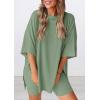 image:imagePRETTYGARDEN Women 2 Piece Lounge Set 2026 Summer Casual Oversized Shirts Biker Shorts Matching Airport Travel Outfit ClothesBean Green