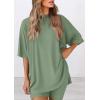 image:imagePRETTYGARDEN Women 2 Piece Lounge Set 2026 Summer Casual Oversized Shirts Biker Shorts Matching Airport Travel Outfit ClothesBean Green