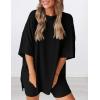 image:imagePRETTYGARDEN Women 2 Piece Lounge Set 2026 Summer Casual Oversized Shirts Biker Shorts Matching Airport Travel Outfit ClothesBlack