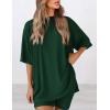 image:imagePRETTYGARDEN Women 2 Piece Lounge Set 2026 Summer Casual Oversized Shirts Biker Shorts Matching Airport Travel Outfit ClothesDark Green