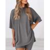 image:imagePRETTYGARDEN Women 2 Piece Lounge Set 2026 Summer Casual Oversized Shirts Biker Shorts Matching Airport Travel Outfit ClothesDark Grey