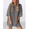 image:imagePRETTYGARDEN Women 2 Piece Lounge Set 2026 Summer Casual Oversized Shirts Biker Shorts Matching Airport Travel Outfit ClothesDark Grey