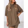 image:imagePRETTYGARDEN Women 2 Piece Lounge Set 2026 Summer Casual Oversized Shirts Biker Shorts Matching Airport Travel Outfit ClothesDark Khaki