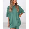 image:imagePRETTYGARDEN Women 2 Piece Lounge Set 2026 Summer Casual Oversized Shirts Biker Shorts Matching Airport Travel Outfit ClothesFruit Green