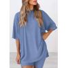 image:imagePRETTYGARDEN Women 2 Piece Lounge Set 2026 Summer Casual Oversized Shirts Biker Shorts Matching Airport Travel Outfit ClothesGrey Blue
