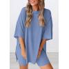 image:imagePRETTYGARDEN Women 2 Piece Lounge Set 2026 Summer Casual Oversized Shirts Biker Shorts Matching Airport Travel Outfit ClothesGrey Blue