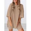 image:imagePRETTYGARDEN Women 2 Piece Lounge Set 2026 Summer Casual Oversized Shirts Biker Shorts Matching Airport Travel Outfit ClothesKhaki