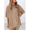 image:imagePRETTYGARDEN Women 2 Piece Lounge Set 2026 Summer Casual Oversized Shirts Biker Shorts Matching Airport Travel Outfit ClothesKhaki