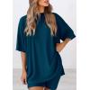 image:imagePRETTYGARDEN Women 2 Piece Lounge Set 2026 Summer Casual Oversized Shirts Biker Shorts Matching Airport Travel Outfit ClothesLake Blue