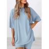 image:imagePRETTYGARDEN Women 2 Piece Lounge Set 2026 Summer Casual Oversized Shirts Biker Shorts Matching Airport Travel Outfit ClothesLight Blue