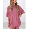 image:imagePRETTYGARDEN Women 2 Piece Lounge Set 2026 Summer Casual Oversized Shirts Biker Shorts Matching Airport Travel Outfit ClothesPink