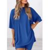 image:imagePRETTYGARDEN Women 2 Piece Lounge Set 2026 Summer Casual Oversized Shirts Biker Shorts Matching Airport Travel Outfit ClothesRoyal Blue