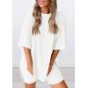 image:imagePRETTYGARDEN Women 2 Piece Lounge Set 2026 Summer Casual Oversized Shirts Biker Shorts Matching Airport Travel Outfit ClothesWhite