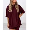image:imagePRETTYGARDEN Women 2 Piece Lounge Set 2026 Summer Casual Oversized Shirts Biker Shorts Matching Airport Travel Outfit ClothesWine Red