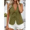 image:imagePRETTYGARDEN Women 2026 Summer Tie Front Eyelet Tank Tops Trendy Floral Vest Sleeveless V Neck Dressy Blouse Vacation OutfitsArmy Green