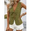 image:imagePRETTYGARDEN Women 2026 Summer Tie Front Eyelet Tank Tops Trendy Floral Vest Sleeveless V Neck Dressy Blouse Vacation OutfitsArmy Green
