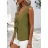image:imagePRETTYGARDEN Women 2026 Summer Tie Front Eyelet Tank Tops Trendy Floral Vest Sleeveless V Neck Dressy Blouse Vacation OutfitsArmy Green