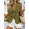 image:imagePRETTYGARDEN Women 2026 Summer Tie Front Eyelet Tank Tops Trendy Floral Vest Sleeveless V Neck Dressy Blouse Vacation OutfitsArmy Green