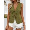 image:imagePRETTYGARDEN Women 2026 Summer Tie Front Eyelet Tank Tops Trendy Floral Vest Sleeveless V Neck Dressy Blouse Vacation OutfitsArmy Green